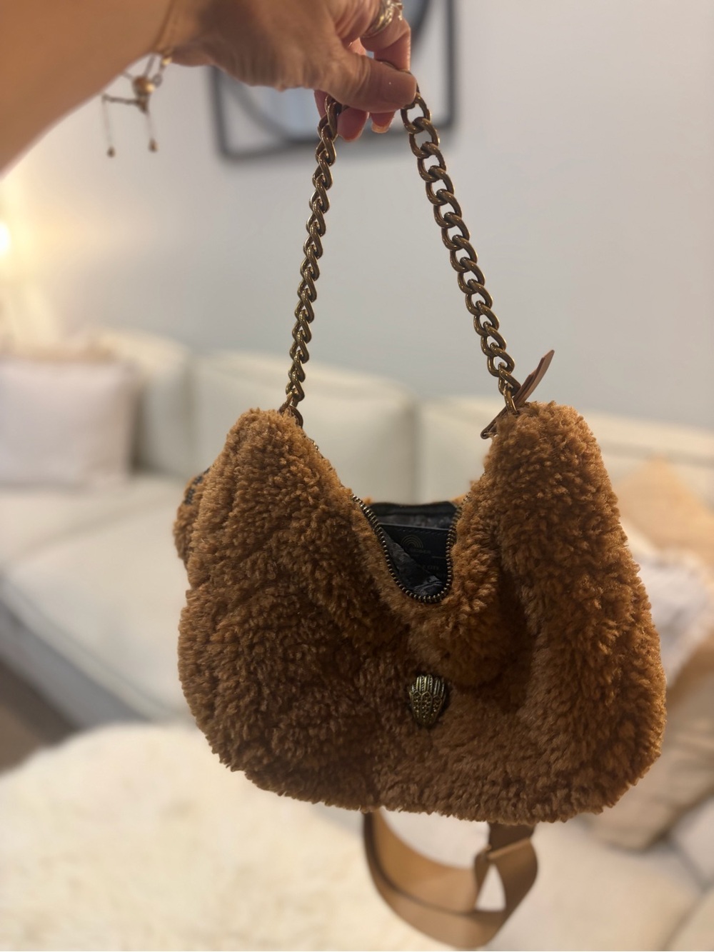 Kurt Geiger Brown Fur Shoulder/Crossbody Bag EUC - Picture 8 of 8